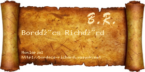 Bordács Richárd névjegykártya